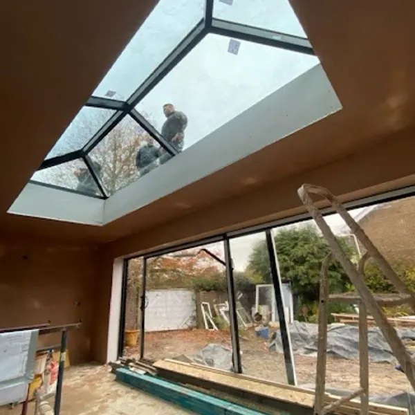 Glazed extension being installed by Premier All Trades